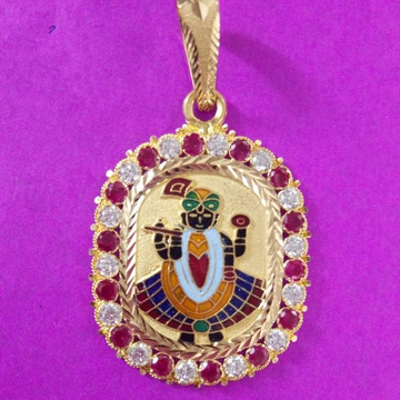 22kt Gold Diomond Dwarkadhish Mina Pendant by Saurabh Aricutting