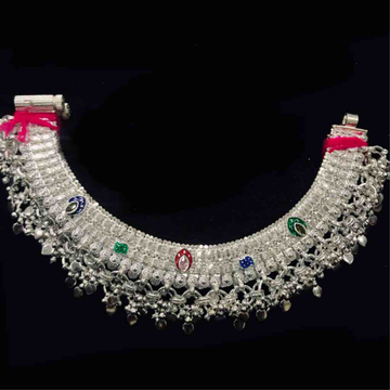 750 Silver Flower Design Jasti Payal by Prakash Jewellers