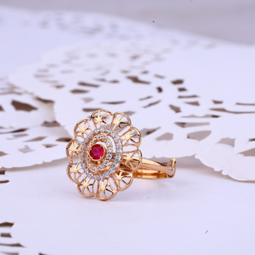 Ladies Rose Gold Designer Cz 18K Ring-RLR330