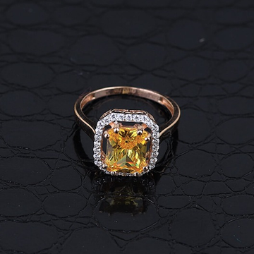 Yellow sapphire Solitaire with cz ladies ring by 