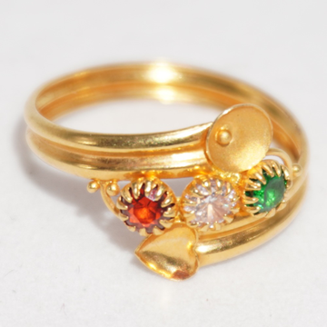 916 gold 3 Stone ring for women