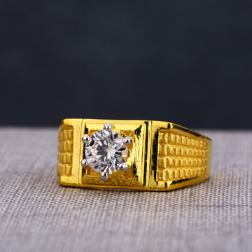 916 Gold Gentlemen's Hallmark  Single Stone Ring M...