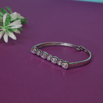 92.5 Silver White Stone Oval Shape Brecelet for Wo...