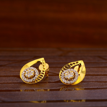916 Gold CZ Hallmark Stylish Ladies Tops Earrings...
