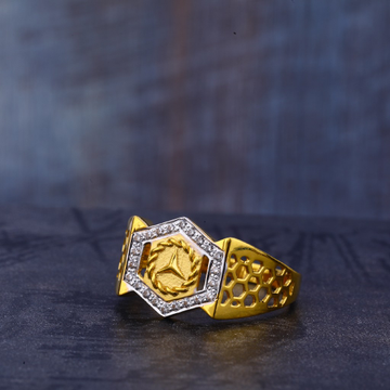 22KT Gold Cz Fancy Gent's Ring MR672