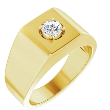 Mens diamond ring , 14kt gold with centre single d...
