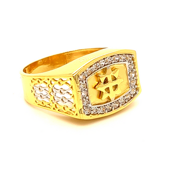 22k Gold center sun gents ring by 