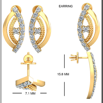 22kt Yellow Gold Foliage Lattice Earrings For Wome...