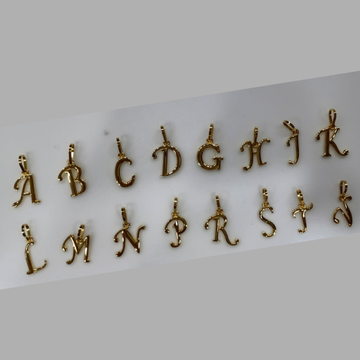18k gold plain alphabet chain pendant by 
