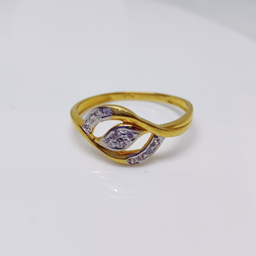 916 Gold Diamond Cross Ladies Ring by 