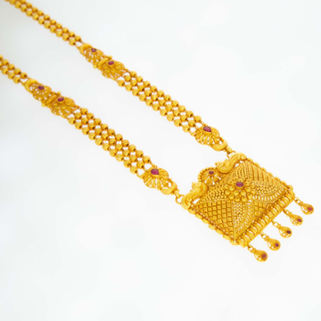 Manufacturer of 916 gold double layer long necklace set | Jewelxy - 156341