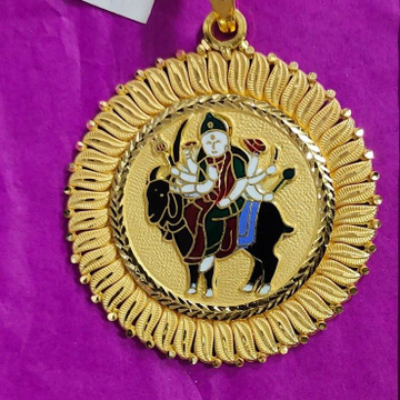 916 Gold Meladi Ma Fancy Round meena pendant by Saurabh Aricutting