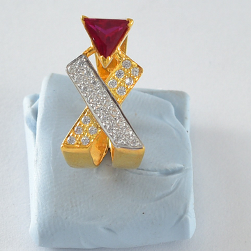 Gold Diamond Pink Stone Ring AJ-052 by 