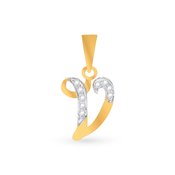 ' V ' Alphabet 18k Gold Pendant