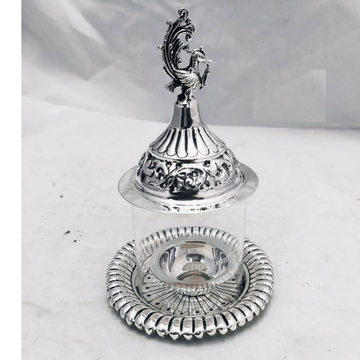 925 pure silver akhand jyot lamp with glass (Foldi... by 