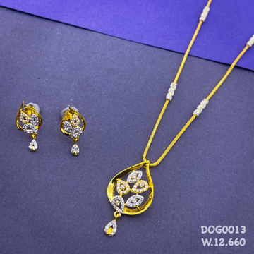 22.k Gold Diamond Chain Pendant Set by 
