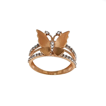 18K Rose Gold Butterfly Shaped Designer Ring MGA -...