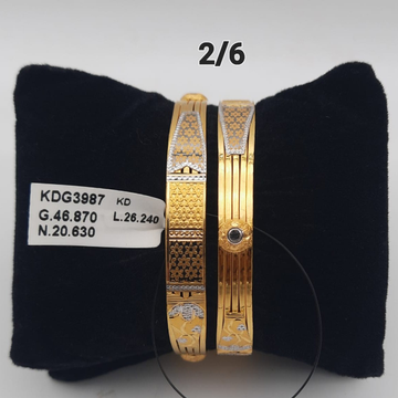 916 Gold Flower Design Bangle by Saideep Jewels