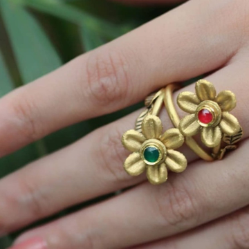 916 gold two flower design ring