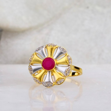 916 Gold CZ Pink Stone Ring by 