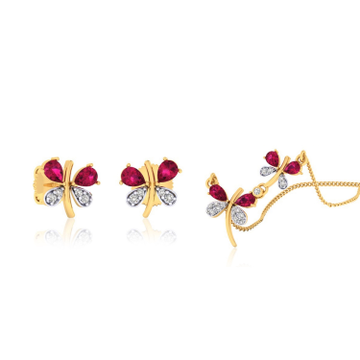 22k gold cz maira pendant set by 