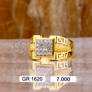 22K(916)Gold Gents Square Diamond Fancy Ring by Sneh Ornaments