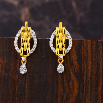 916 Gold CZ Women's Delicate Hallmark Fancy Earrin...