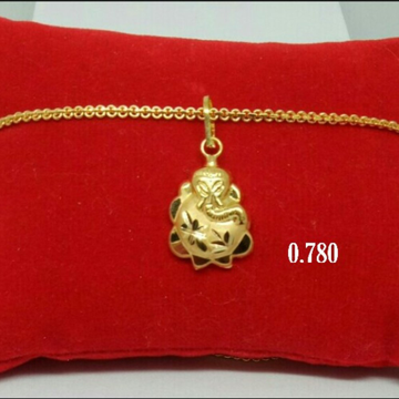 18k gold plain classic Ganpatiji  pendant djp15 by 
