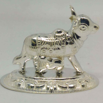 Silver Gau Mata With bachhda  murti  For Pooja hom... by 