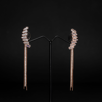 Retailer of Rose gold double tassel with stone lane earring Jewelxy  230321