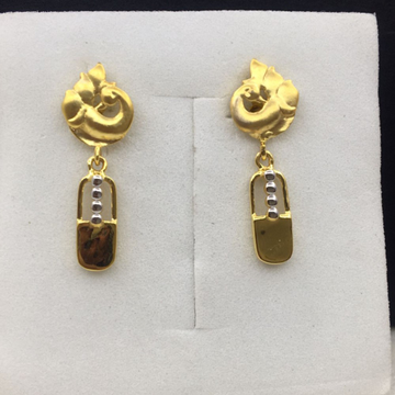 18k Yellow Gold Handmade Fancy Earrings by 