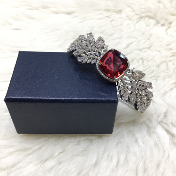 Silver Forming Maroon Stone Bracelet by 