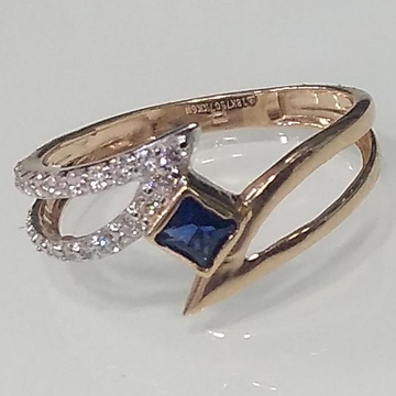 18KT rose gold blue single stone ladies ring LRS07... by 