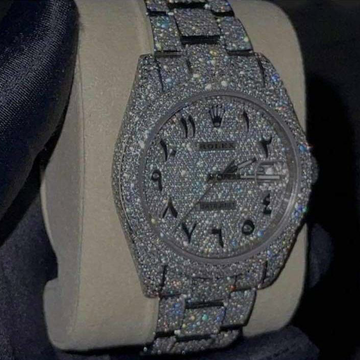 Costomiese Diamond studded steel watch by Veer Jewels