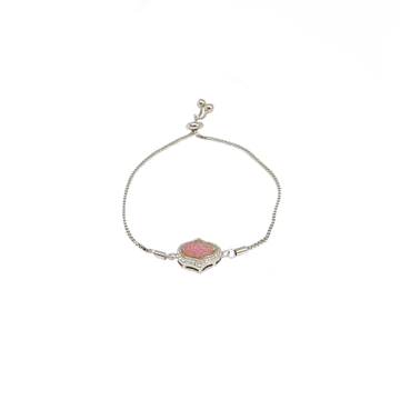 Pink MOP Adjustable Bracelet In 925 Sterling Silve...