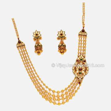 22K Gold Bridal Layered Chain Necklace Set by 