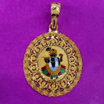 916 gold fancy dwarkadhish mina pendant by Saurabh Aricutting