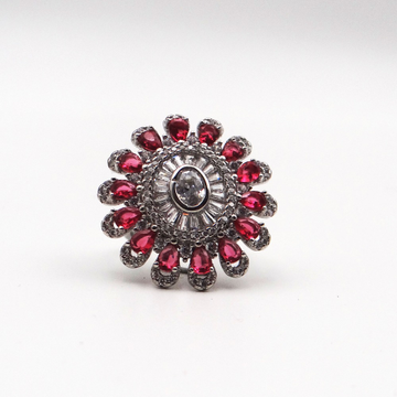 cocktail flower ring with ruby