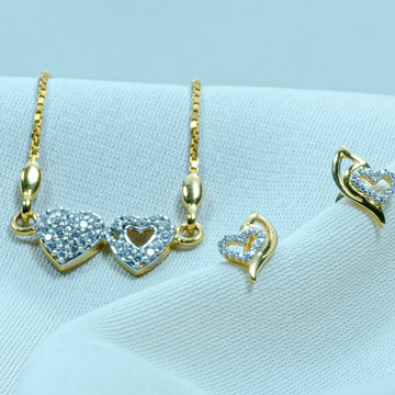 916 Gold Double Heart Necklace Set DK1-247 by 