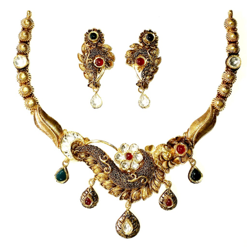 916 gold antique necklace set mga - gn013