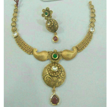 22K / 916 Antique Gold Jadtar Modern Necklace Set