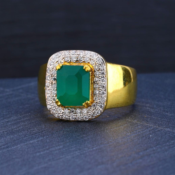 916 Gold Emerald Stone Gents Ring by R.B. Ornament