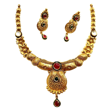 916 gold antique necklace set mga - gn011