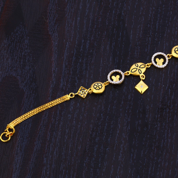 916 Gold Ladies Plain Bracelet LB351