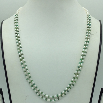 Freshwater Pearls with Emeralds Beeds 2 Layers Necklace JPM0479