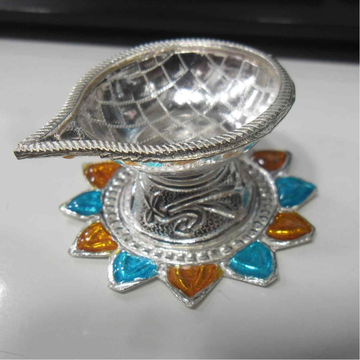 silver   colourful  fancy diya /deepak  use pooja by 