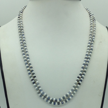 White Flat Pearls with Blue Sapphires Beeds Necklace JPM0486