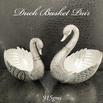 925 Silver Antique Duck Basket Pair by 