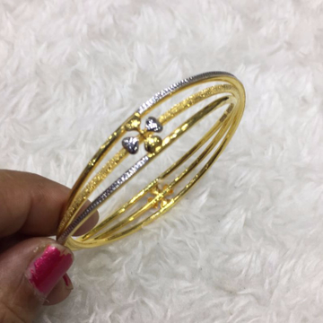 22KT Gold Triple Pipe Flower Design Kadli Bangle by S.P. Jewellers