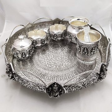 925 Pure Silver Antique Pooja Thali Set PO-263-11 by 